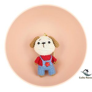 NEW Handmade Crochet Dog Amigurumi Bag Charm/ Keychain
